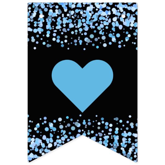 Bannière À Fanions Points Confetti Aquarelle Bleu Mariage pour toujou (Premier drapeau)