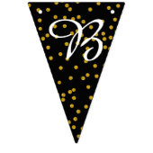 Bannière À Fanions Points d'or Mariage noir et blanc (Premier drapeau)