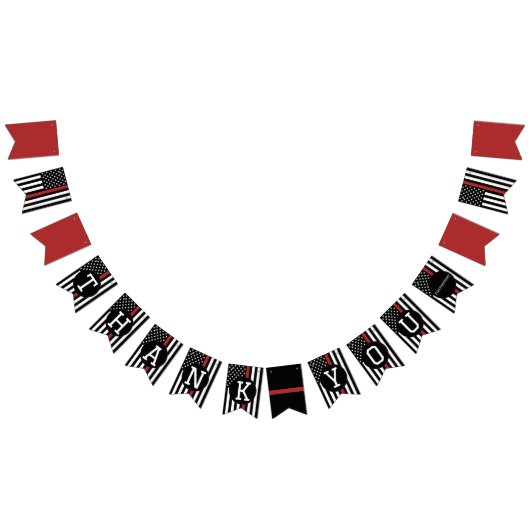 Bannière À Fanions Pompiers Merci Mince Ligne Rouge Personnalisé (Tout)