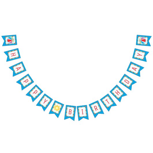 Bannière À Fanions Pool Party Beach Ball Anniversaire Bunthday (Tout)