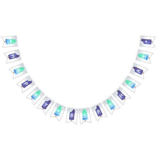 Bannière À Fanions Popsicle bleu et vert Joyeux anniversaire (Tout)