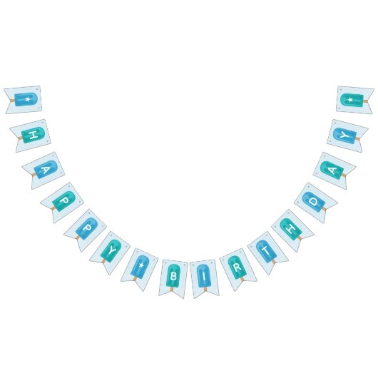 Bannière À Fanions Popsicle d'été bleu et turquoise Joyeux anniversai (Tout)