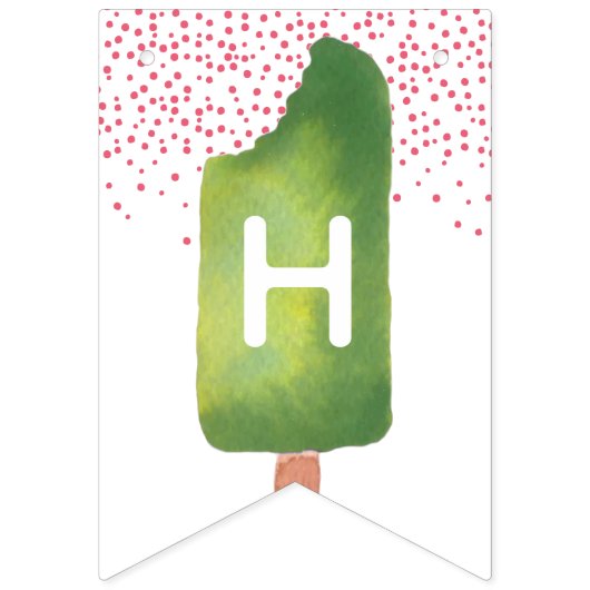 Bannière À Fanions Popsicle rose et vert Joyeux anniversaire (Deuxième drapeau)