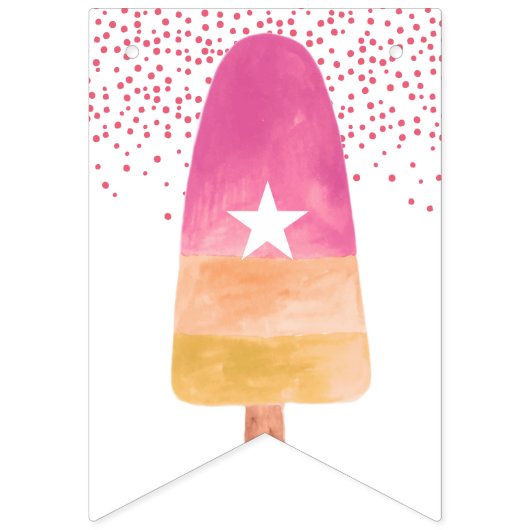 Bannière À Fanions Popsicle rose et vert Joyeux anniversaire (Premier drapeau)