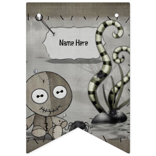 Bannière À Fanions Poupée vaudou gothique MOJO PERSONNALISÉE Annivers (Premier drapeau)