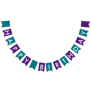 Bannière À Fanions Pourpre et texte simple de joyeux anniversaire de