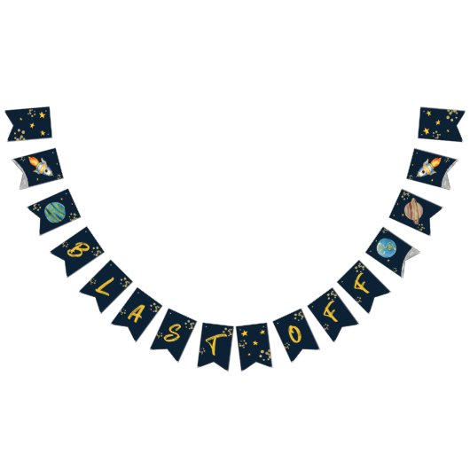 BANNIÈRE À FANIONS PREMIER ANNIVERSAIRE, ANNIVERSAIRE SPATIAL, BLAST (Tout)