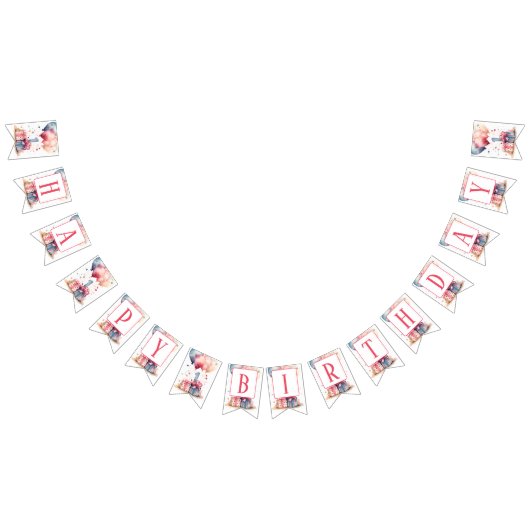 Bannière À Fanions Premier anniversaire - Cadeaux d'aquarelle et ball (Tout)