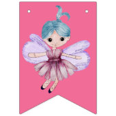 Bannière À Fanions Premier Anniversaire Rose Joyeux Fée Anniversaire (Premier drapeau)