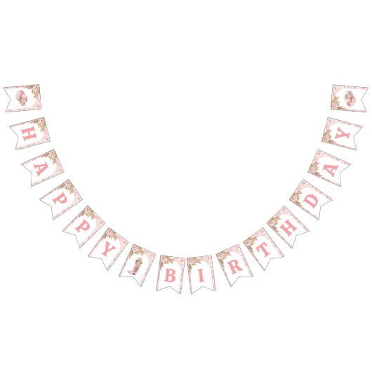 Bannière À Fanions Premier Rodéo Boho Rose 1er Anniversaire (Tout)