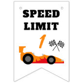 Bannière À Fanions Premier tour sur la piste, joyeux décor d'annivers (Premier drapeau)