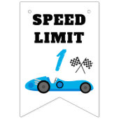 Bannière À Fanions Premier tour sur la piste, joyeux décor d'annivers (Premier drapeau)