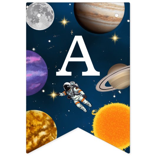 Bannière À Fanions Première fête d'anniversaire de l'astronaute spati (Troisième drapeau)