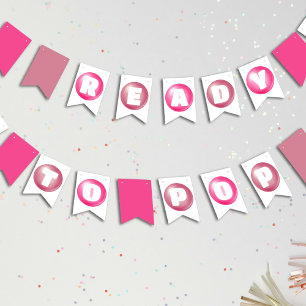 Bannière À Fanions Prêt à pop Bubblegum Baby shower fille rose