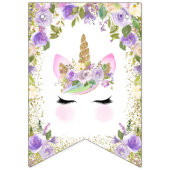 Bannière À Fanions Purple Floral or Unicorne Joyeux anniversaire (Premier drapeau)