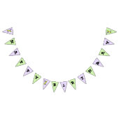 Bannière À Fanions Purple Green Crayon Art Fournitures Anniversaire f (Tout)