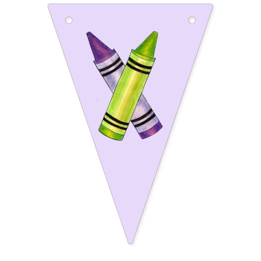 Bannière À Fanions Purple Green Crayon Art Fournitures Anniversaire f (Premier drapeau)