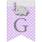 Bannière À Fanions Purple, Grey Blanc 🐘 Elephant Baby - Baptêmes (Deuxième drapeau)