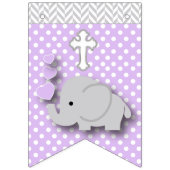 Bannière À Fanions Purple, Grey Blanc 🐘 Elephant Baby - Baptêmes (Premier drapeau)