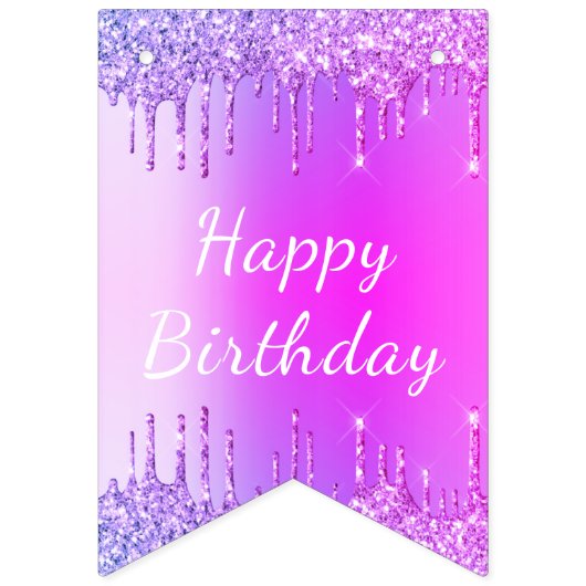 Bannière À Fanions Purple Pink Neon Gold Parties scintillant Drivers  (Premier drapeau)
