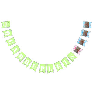 Bannière À Fanions Quadruplet Girl Boy's Birth Stats Photos