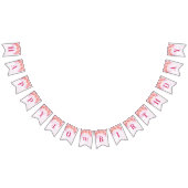 Bannière À Fanions Quarantième fleurs heureuses d'aquarelle de rose (Tout)