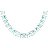 Bannière À Fanions quatre-vingt-dixième Motif Teal de nombre (Tout)