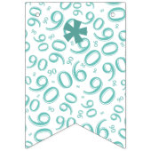 Bannière À Fanions quatre-vingt-dixième Motif Teal de nombre (Premier drapeau)