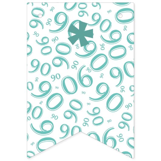 Bannière À Fanions quatre-vingt-dixième Motif Teal de nombre (Premier drapeau)