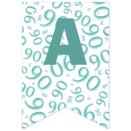 Bannière À Fanions quatre-vingt-dixième Motif Teal de nombre (Troisième drapeau)