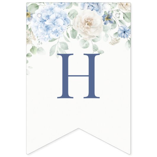 Bannière À Fanions Quelque chose Blue Floral Hydrangea Anniversaire (Deuxième drapeau)