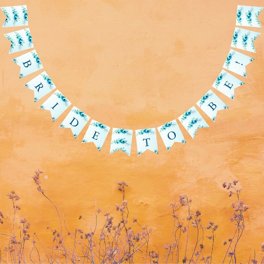 Bannière À Fanions Quelque chose de bleu, la mariée va être Floral Ba