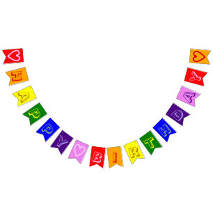 Bannière À Fanions Rainbow Joyeux anniversaire