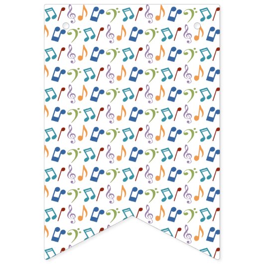 Bannière À Fanions Rainbow Music Notes (White) Party (Deuxième drapeau)
