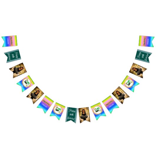 Bannière À Fanions Rainbow Pisces Parties scintillant fête d'annivers (Tout)