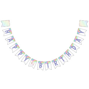 Bannière À Fanions Rainbow Stars & Magical Unicorn Joyeux anniversair