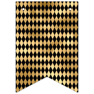 Bannière À Fanions Rayure noir et or motif rayé minimaliste
