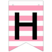 Bannière À Fanions Rayures roses et noires de lapin et anniversaire (Deuxième drapeau)