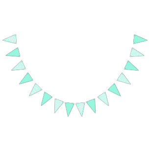 Bannière À Fanions Rayures turquoises et blanches