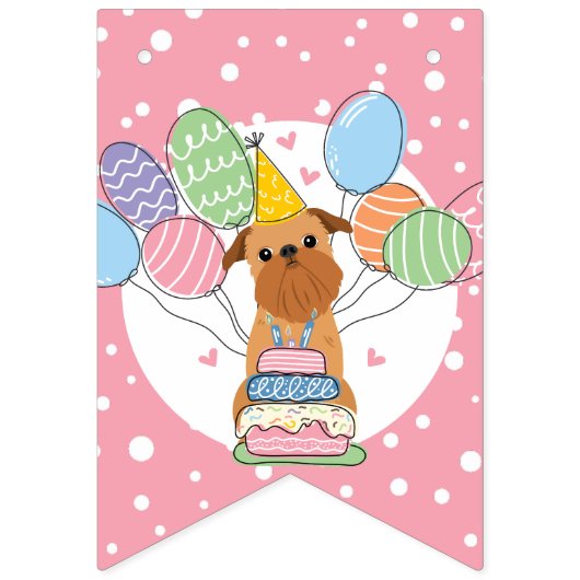 Bannière À Fanions Red Brussels Griffon Dog Anniversaire (Premier drapeau)