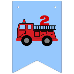 Bannière À Fanions Red Fire Truck Boy's Birthday Party Bunting drapea