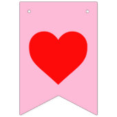 Bannière À Fanions Red Heart Beat Pastel Rose (Premier drapeau)