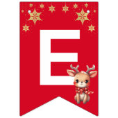 Bannière À Fanions Rennes de rennes d'aquarelle rouge Joyeux Noël (Deuxième drapeau)