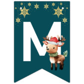 Bannière À Fanions Rennes de rennes d'aquarelle rouge Joyeux Noël (Premier drapeau)