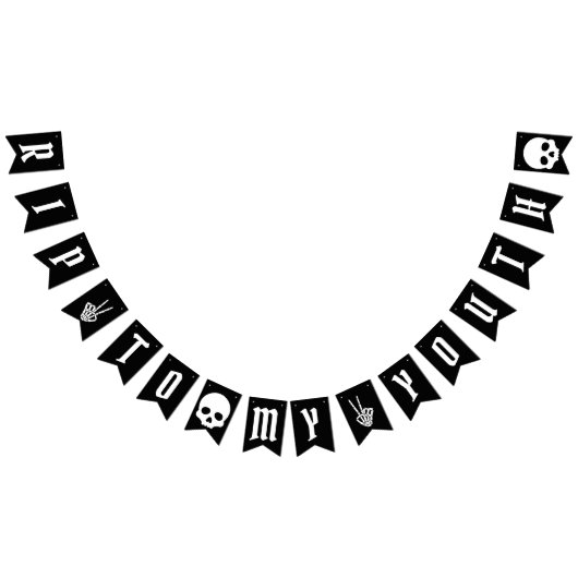 Bannière À Fanions Repose en paix sur mon crâne jeune Squelette Banni (Tout)