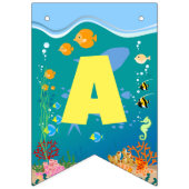 Bannière À Fanions Requin souriant sous la mer garçon fête d'annivers (Troisième drapeau)