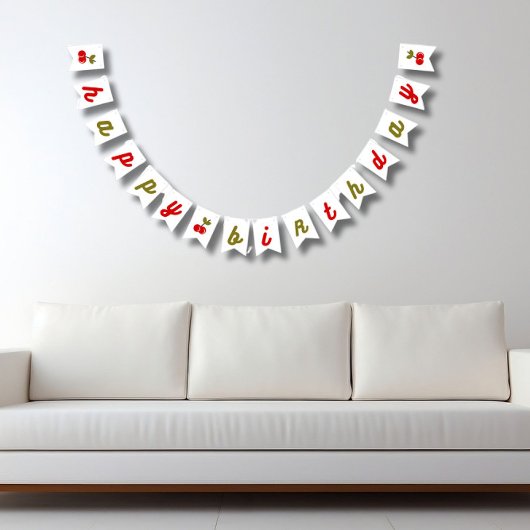 Bannière À Fanions Retro Cherry 1er anniversaire