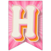 Bannière À Fanions Retro Daisy Pink Sunburst Joyeux 1er anniversaire  (Premier drapeau)