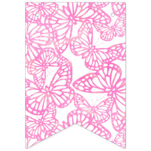 Bannière À Fanions Rêves papillons (rose)