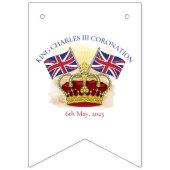 Bannière À Fanions Roi Charles III Couronne de couronnement et drapea (Premier drapeau)
